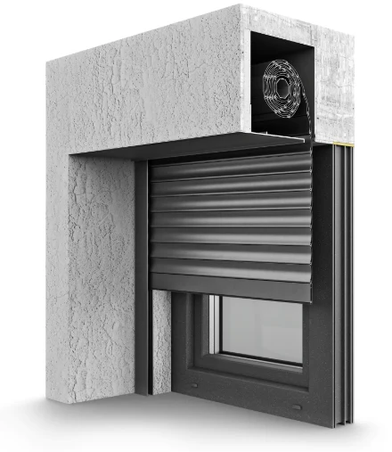 Sturz-Rollladen: Kasten im Sturz über dem Fenster integriert